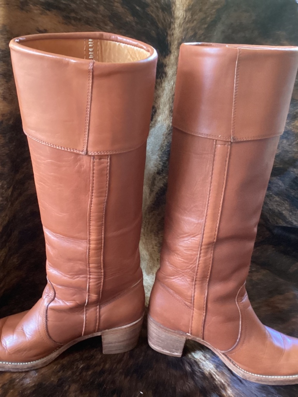 Beautiful Rare Vintage Frye Campus Fold Over Reddish Brown Tall Leather Boots🌺 - Picture 15 of 15